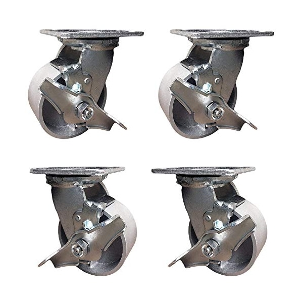 4"x2", Steel Swivel Casters W/ Brakes -4, 000 lbs Per Se, PK4